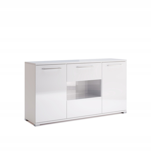 Family FM-163-WB - Komoda Duża 3-drzwiowa Biały Mat Biały Połysk