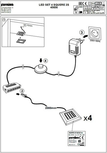 Oświetlenie LED 4 Sztuki Barwa Biała