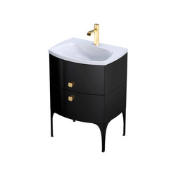 Oristo Szafka z umywalką w białym macie 62 cm 2S LOUIS czarna połysk