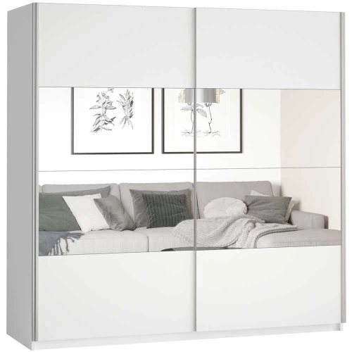 Beta Szafa 2-drzwiowa z Lustrami 200 cm Biały Połysk