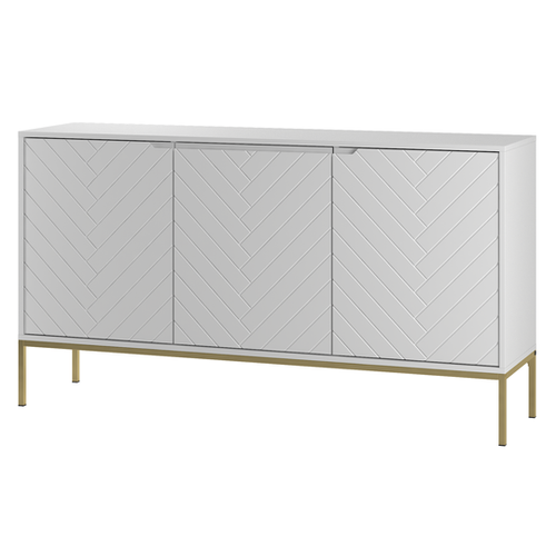 ASPEN-03 - Komoda 3-drzwiowa Biały Mat Złoty Stelaż