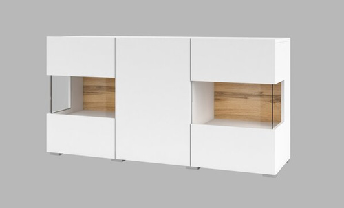 Ava Komoda 3-drzwiowa Biały Mat/Dąb Wotan