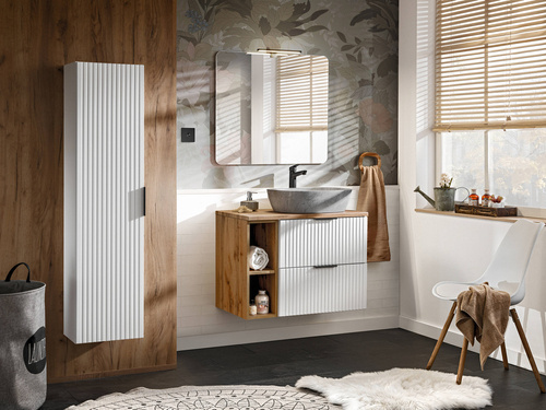 Zestaw 80 cm ADEL WHITE z umywalką ANNA MH1 i Regałem
