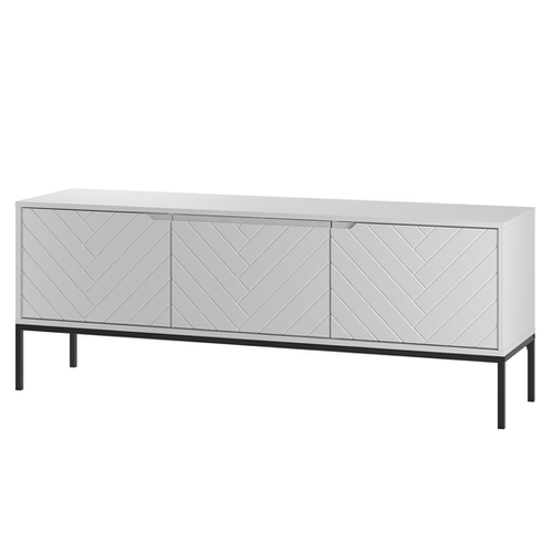 ASPEN-01 - Komoda RTV 3-drzwiowa Biały Mat Czarny Stelaż